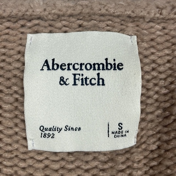 Abercrombie & Fitch Slouchy Cable Knit Puff Sleeve Sweater Preppy Tan Small - Picture 7 of 8